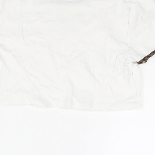 Divided by H&M Womens White Cotton Cropped T-Shirt Size M Round Neck - Butterfly Print