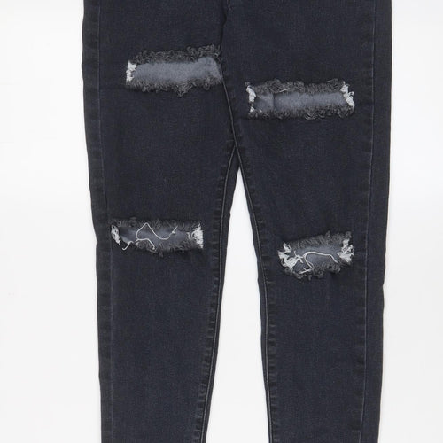 PRETTYLITTLETHING Womens Grey Cotton Skinny Jeans Size 6 L26 in Regular Zip