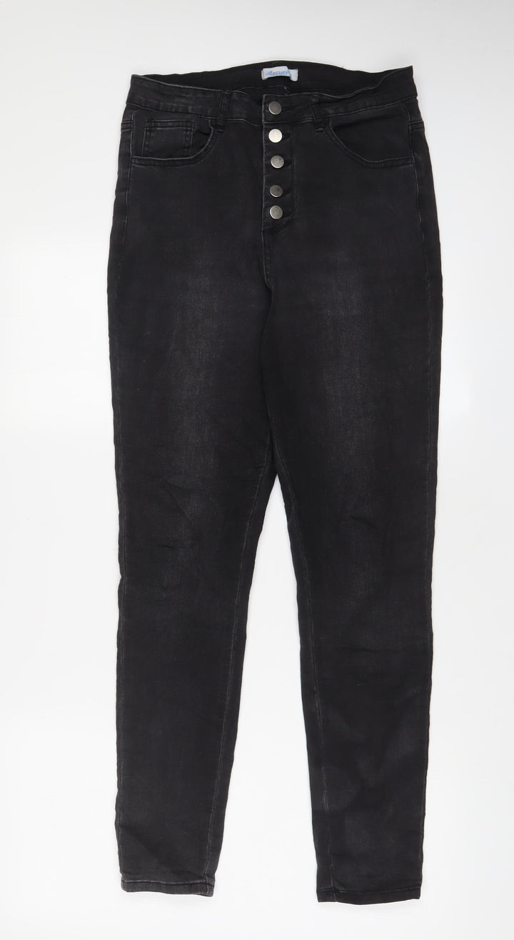 Aecupper Womens Grey Cotton Skinny Jeans Size L L30 in Regular Button