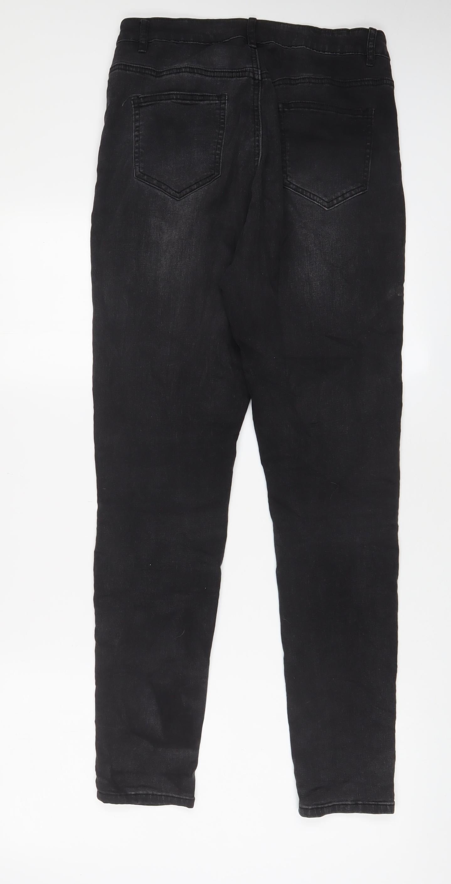 Aecupper Womens Grey Cotton Skinny Jeans Size L L30 in Regular Button
