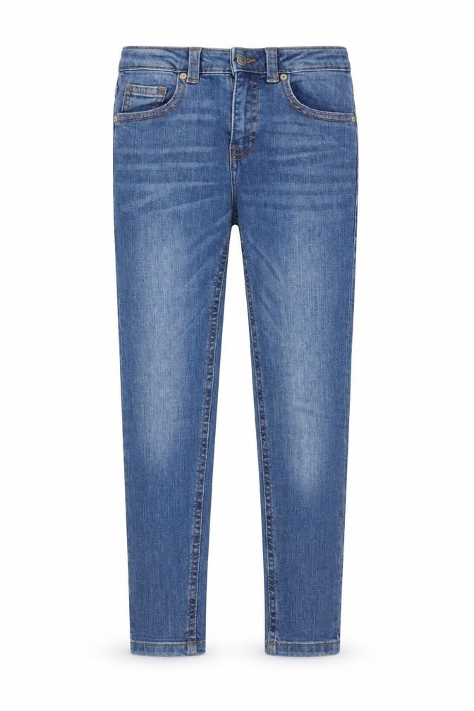 Mango Girls Blue Cotton Skinny Jeans Size 7 Years L20 in Regular Zip - Adjustable waist, Pockets