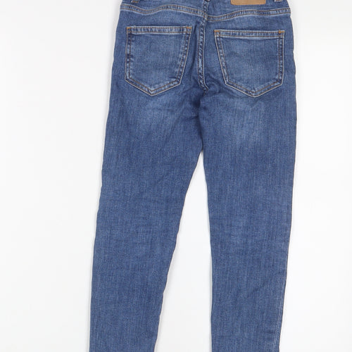 Mango Girls Blue Cotton Skinny Jeans Size 7 Years L20 in Regular Zip - Adjustable waist, Pockets