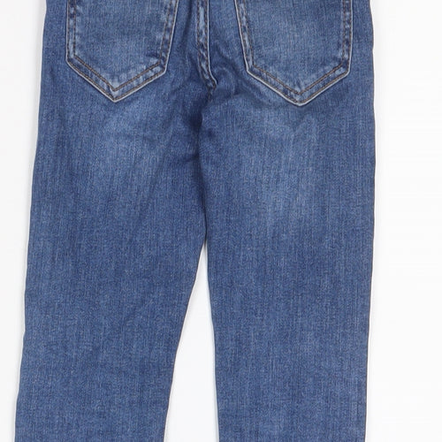 Mango Girls Blue Cotton Skinny Jeans Size 7 Years L20 in Regular Zip - Adjustable waist, Pockets