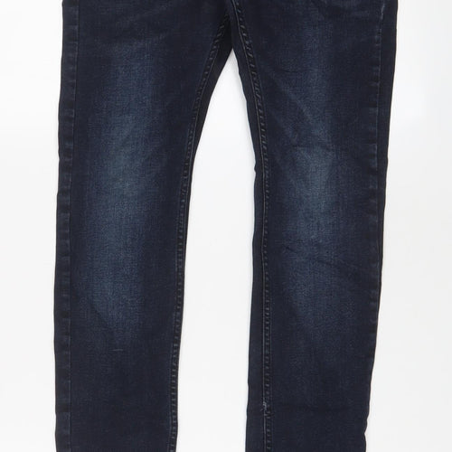 Topman Mens Blue Cotton Skinny Jeans Size 28 in L28 in Regular Button - Short Leg, Pockets