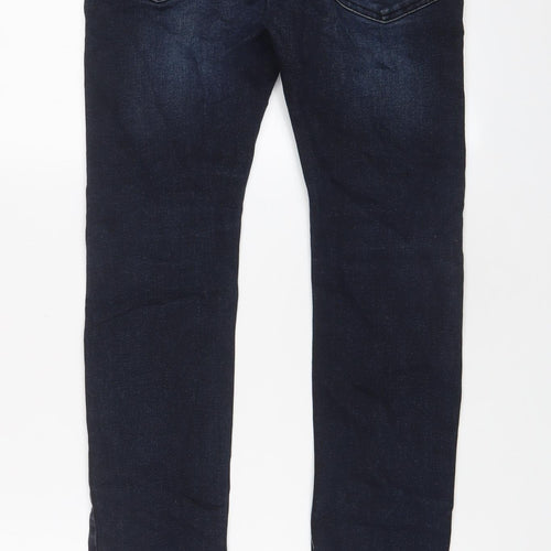 Topman Mens Blue Cotton Skinny Jeans Size 28 in L28 in Regular Button - Short Leg, Pockets
