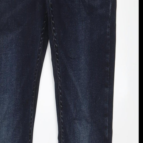 Topman Mens Blue Cotton Skinny Jeans Size 28 in L28 in Regular Button - Short Leg, Pockets