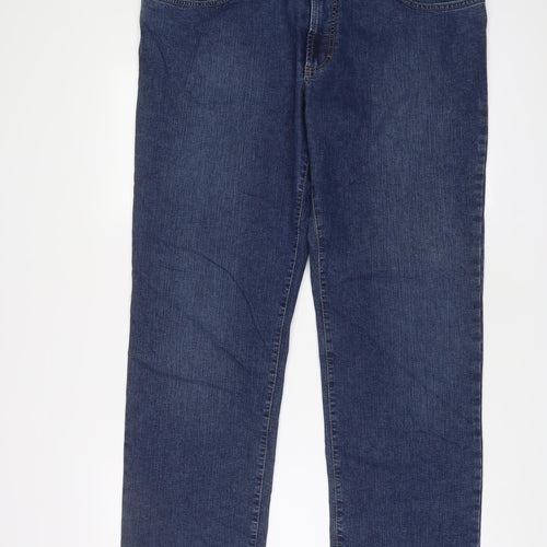 Mac Mens Blue Cotton Straight Jeans Size 40 in L30 in Regular Zip