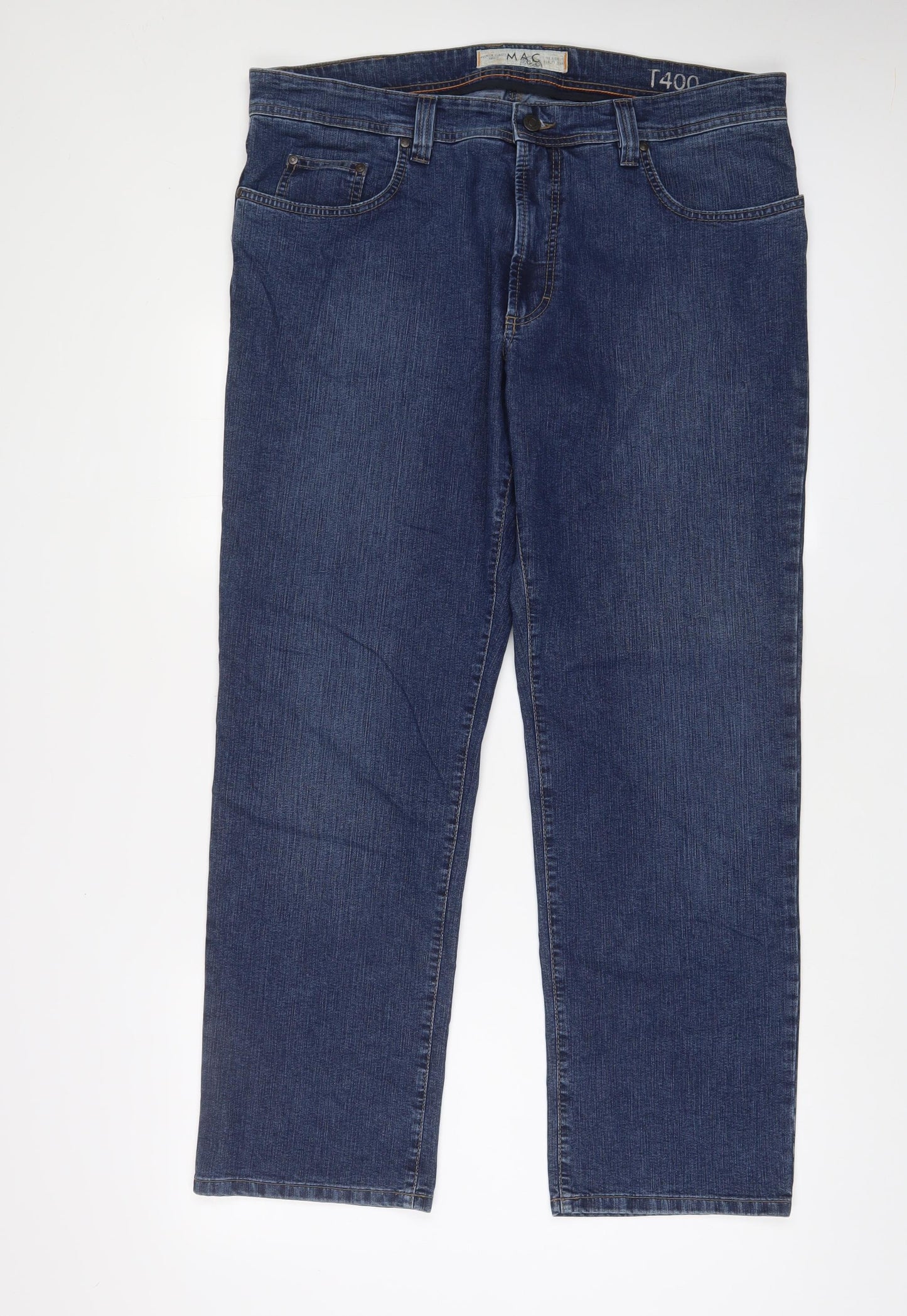 Mac Mens Blue Cotton Straight Jeans Size 40 in L30 in Regular Zip