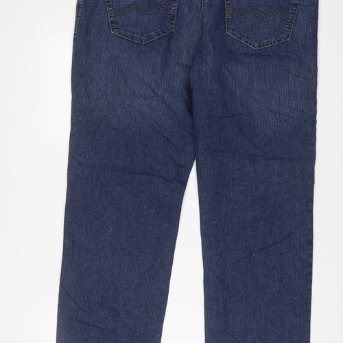 Mac Mens Blue Cotton Straight Jeans Size 40 in L30 in Regular Zip