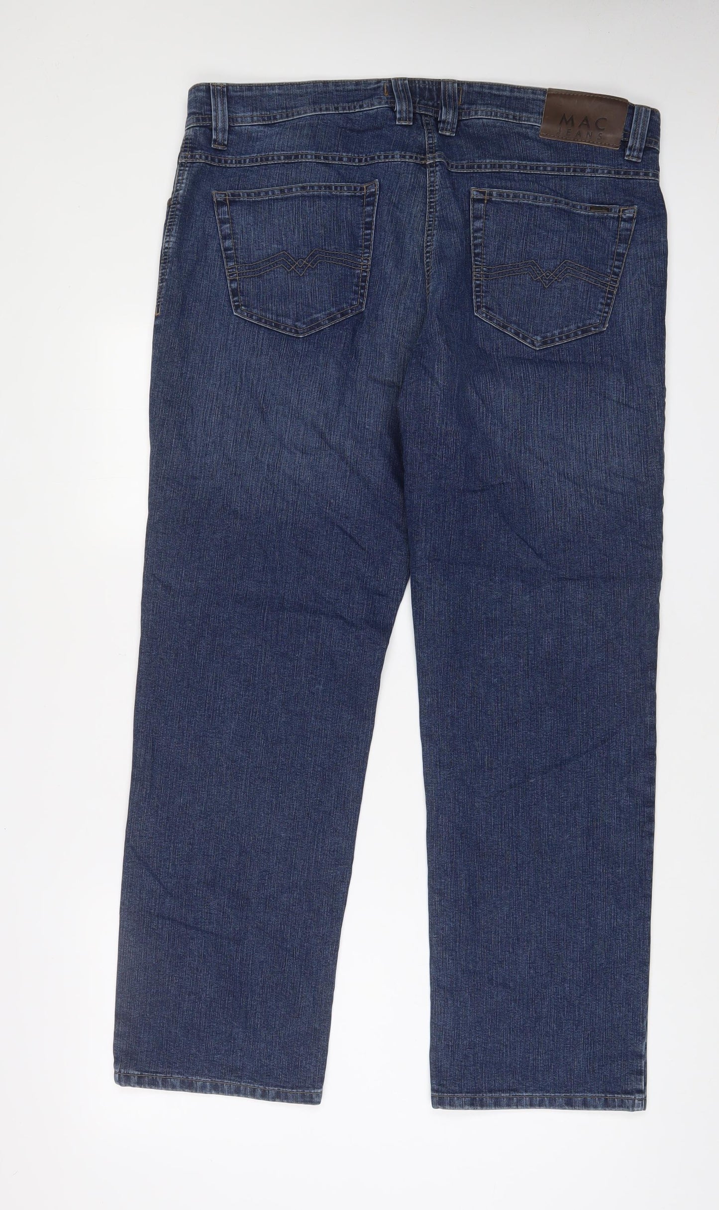 Mac Mens Blue Cotton Straight Jeans Size 40 in L30 in Regular Zip