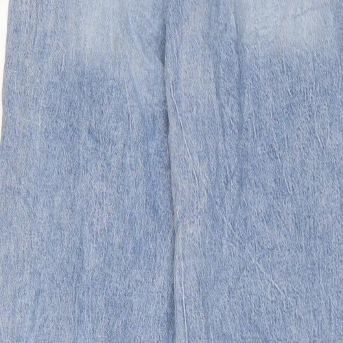 H&M Girls Blue Cotton Wide-Leg Jeans Size 13-14 Years L30 in Regular Zip - Adjustable waist, Pockets