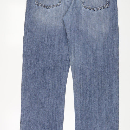 Ben Sherman Mens Blue Cotton Straight Jeans Size 34 in L33 in Regular Zip - Long Leg, Pockets