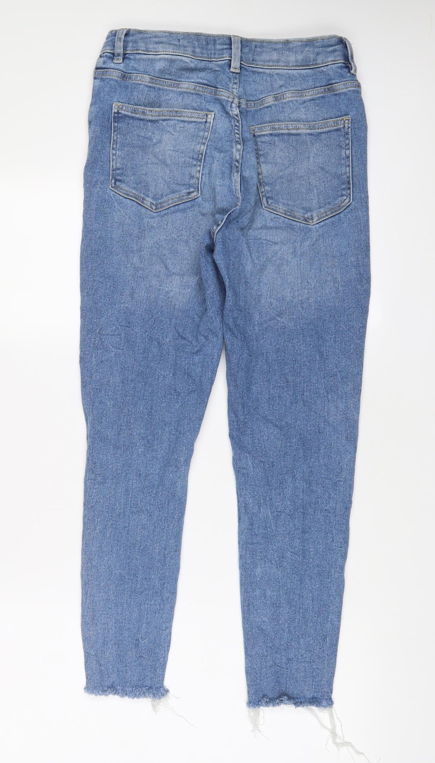 New Look Womens Blue Cotton Skinny Jeans Size 14 L26 in Regular Zip