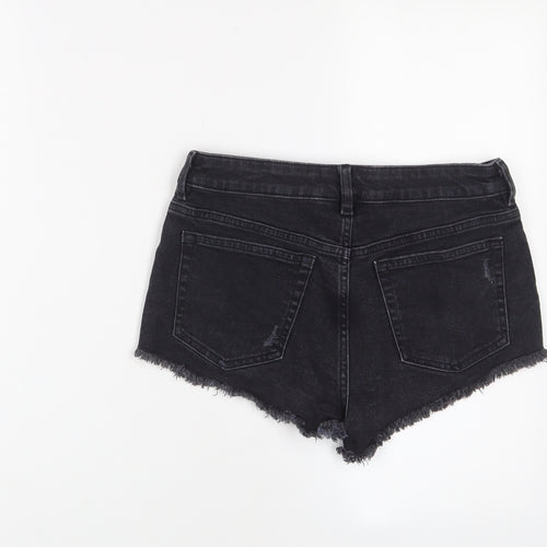 H&M Womens Grey Cotton Hot Pants Shorts Size 10 Regular Zip