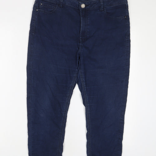Marks and Spencer Womens Blue Cotton Cropped Jeans Size 16 L22 in Regular Zip