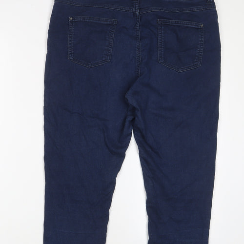 Marks and Spencer Womens Blue Cotton Cropped Jeans Size 16 L22 in Regular Zip
