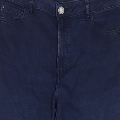 Marks and Spencer Womens Blue Cotton Cropped Jeans Size 16 L22 in Regular Zip