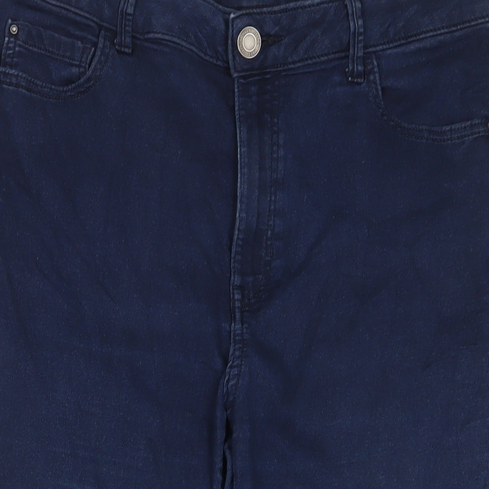 Marks and Spencer Womens Blue Cotton Cropped Jeans Size 16 L22 in Regular Zip