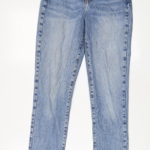 New Look Womens Black Cotton Mom Jeans Size 8 L29 in Regular Zip
