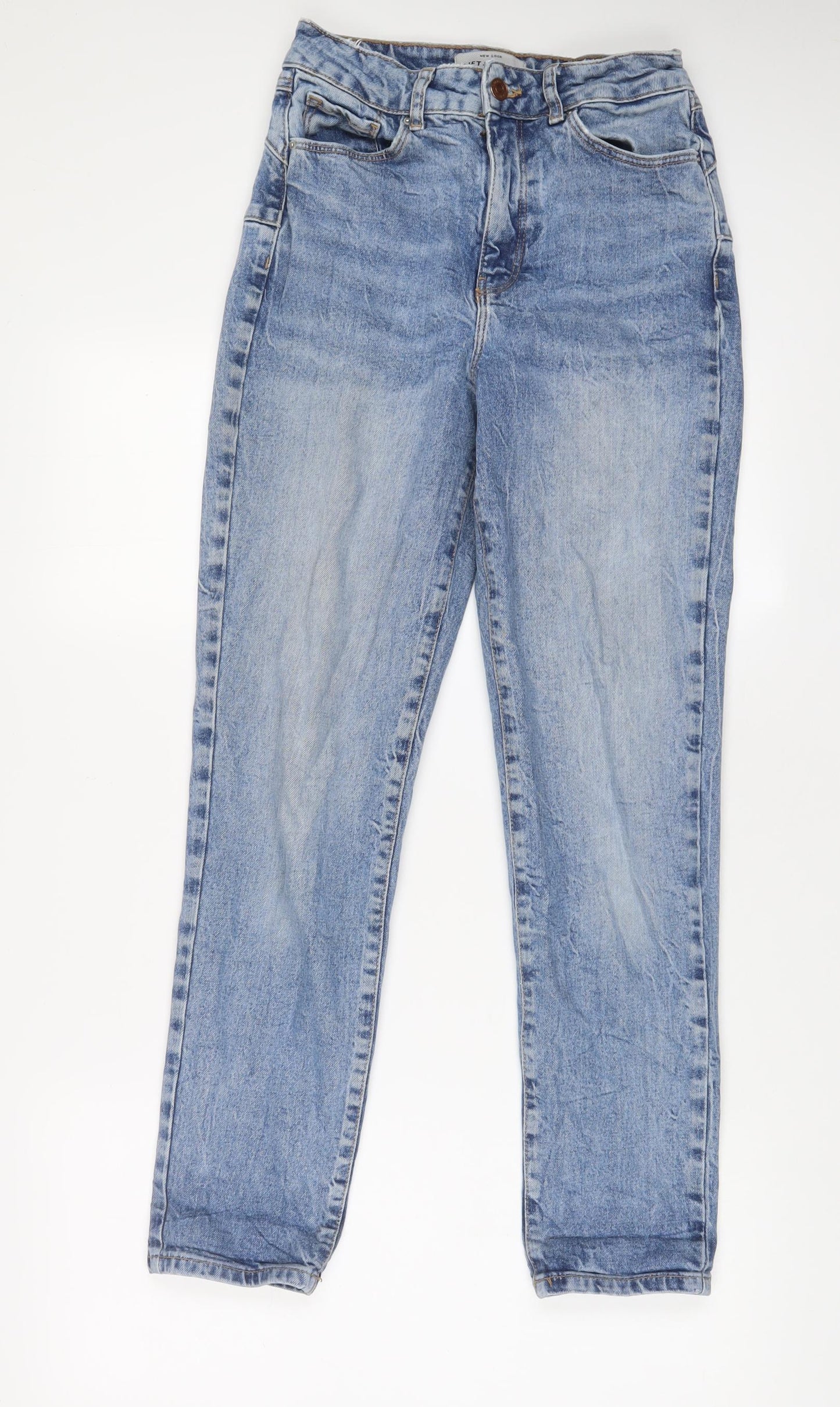 New Look Womens Black Cotton Mom Jeans Size 8 L29 in Regular Zip