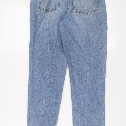 New Look Womens Black Cotton Mom Jeans Size 8 L29 in Regular Zip