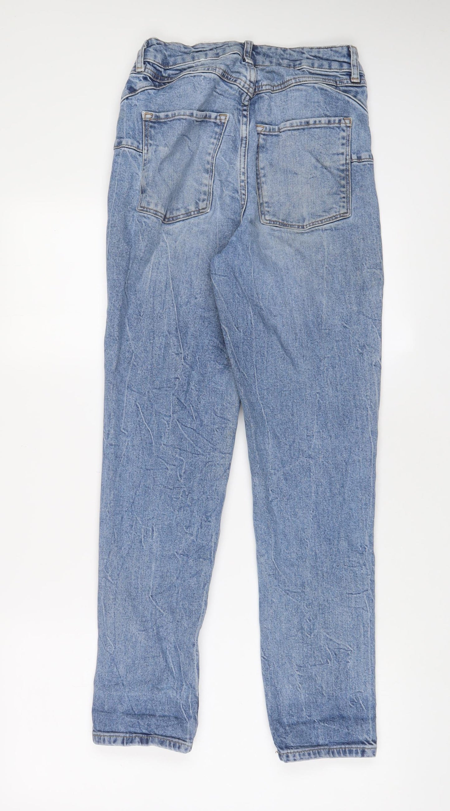 New Look Womens Black Cotton Mom Jeans Size 8 L29 in Regular Zip