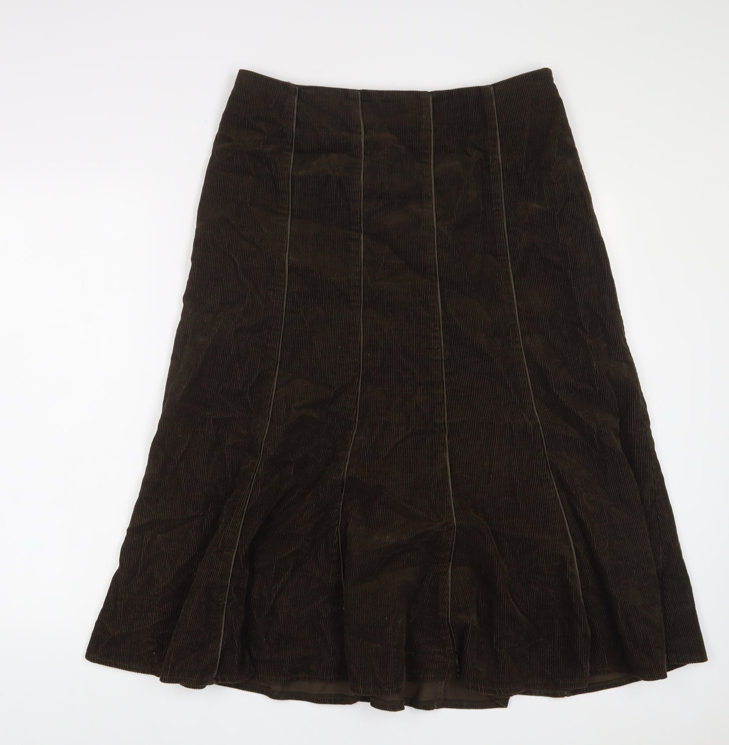 Per Una Womens Green Cotton A-Line Skirt Size 12 Zip - Embroidered