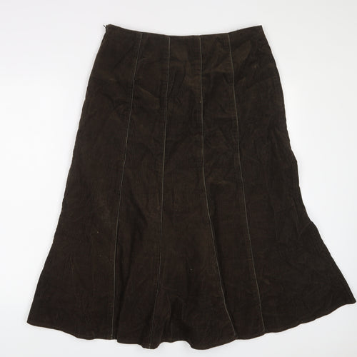 Per Una Womens Green Cotton A-Line Skirt Size 12 Zip - Embroidered