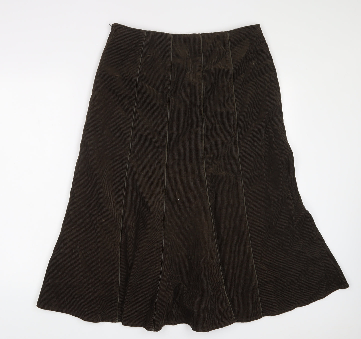 Per Una Womens Green Cotton A-Line Skirt Size 12 Zip - Embroidered