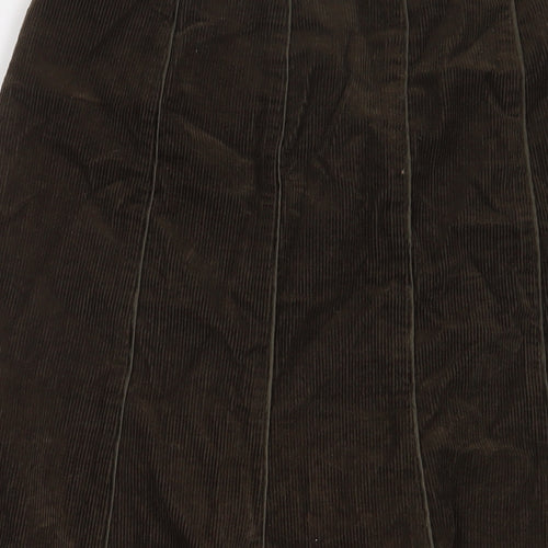 Per Una Womens Green Cotton A-Line Skirt Size 12 Zip - Embroidered