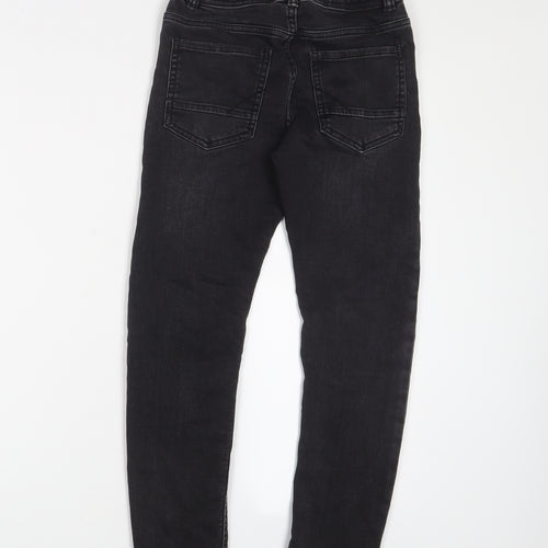 F&F Boys Grey Cotton Skinny Jeans Size 9-10 Years L23 in Regular Zip - Adjustable waist, Pockets