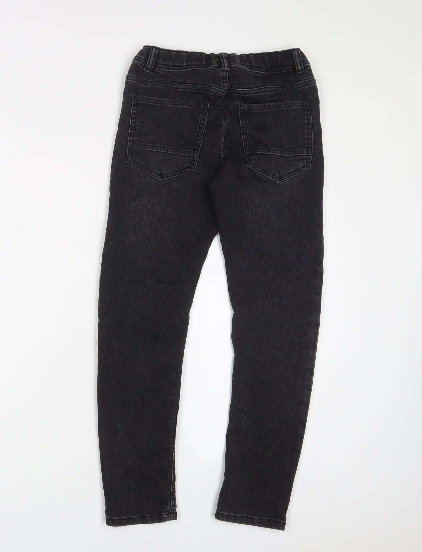 F&F Boys Grey Cotton Skinny Jeans Size 9-10 Years L23 in Regular Zip - Adjustable waist, Pockets