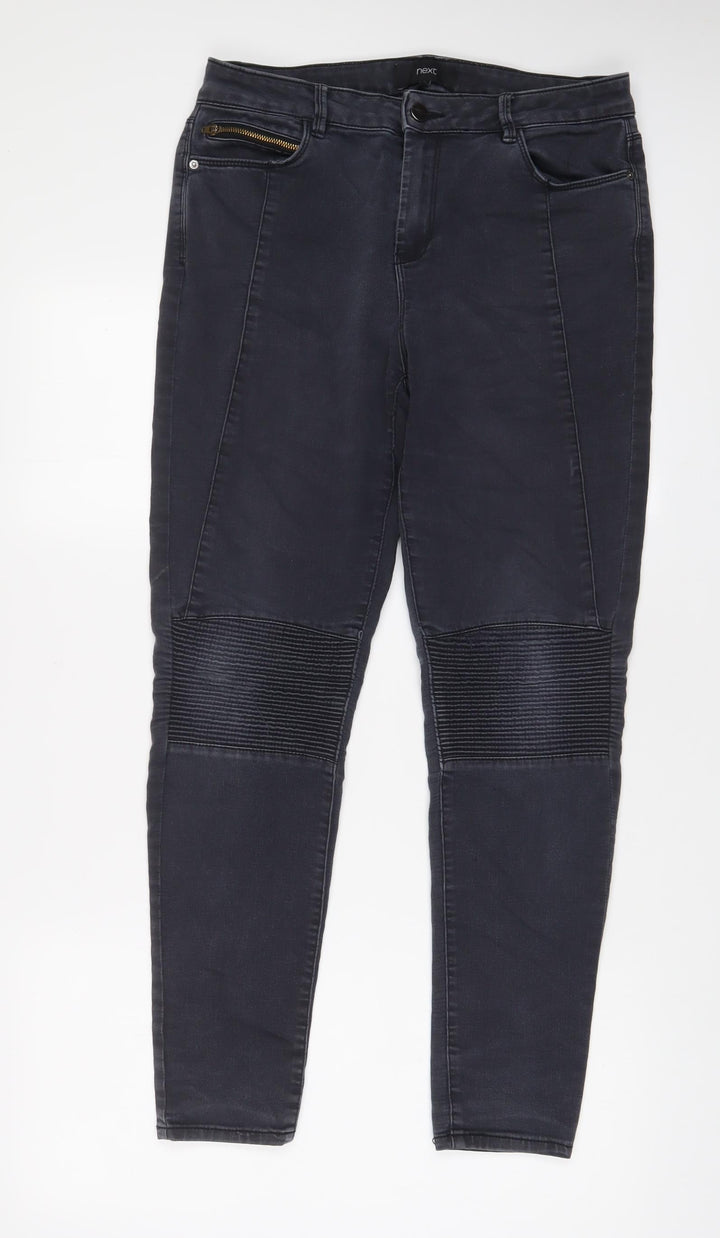 NEXT Womens Grey Cotton Skinny Jeans Size 12 L29 in Regular Zip