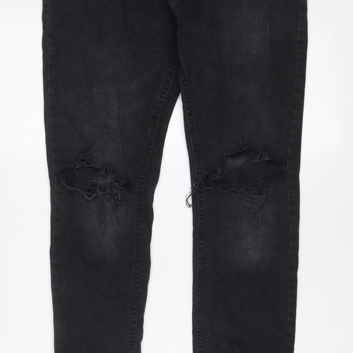 Night Addict Womens Black Cotton Straight Jeans Size 34 in L28 in Regular Zip