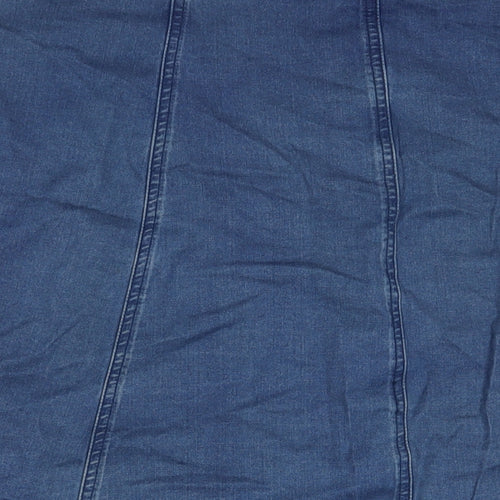 Bonmarché Womens Blue Cotton A-Line Skirt Size 24 Button