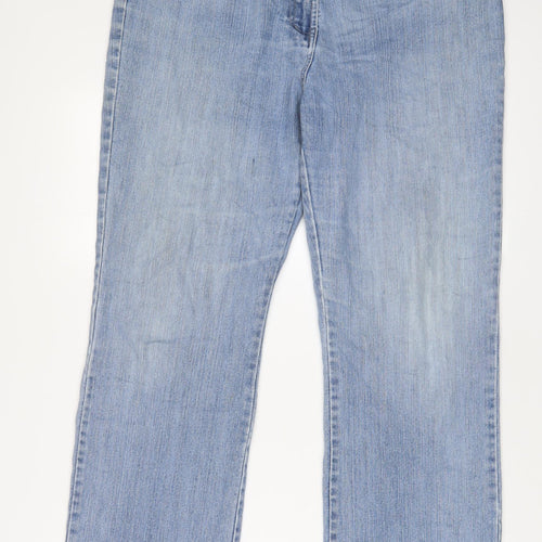 BHS Womens Blue Cotton Straight Jeans Size 14 L30 in Regular Zip