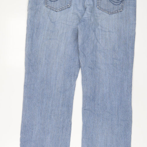 BHS Womens Blue Cotton Straight Jeans Size 14 L30 in Regular Zip
