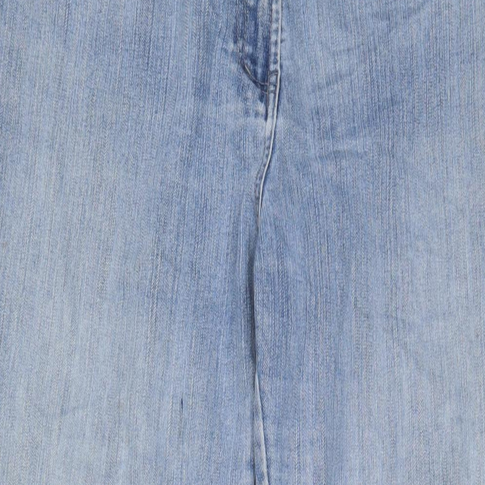 BHS Womens Blue Cotton Straight Jeans Size 14 L30 in Regular Zip