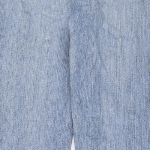 BHS Womens Blue Cotton Straight Jeans Size 14 L30 in Regular Zip