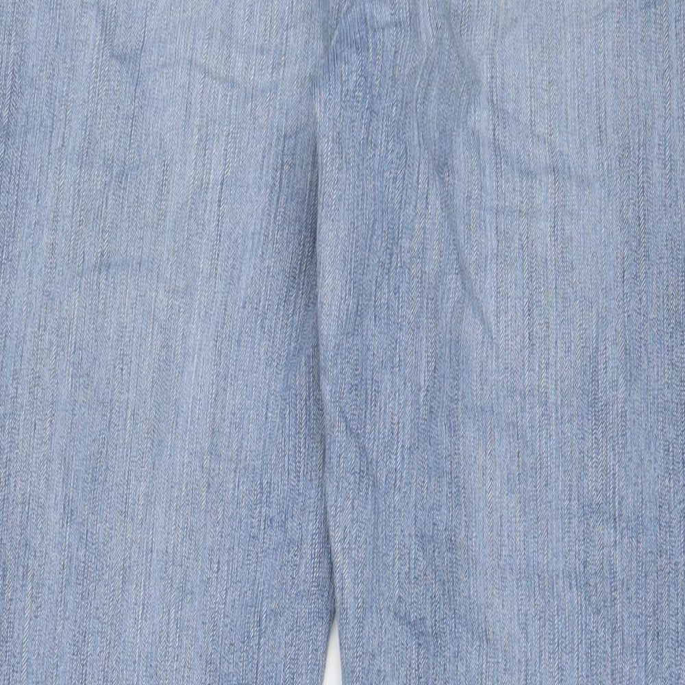 BHS Womens Blue Cotton Straight Jeans Size 14 L30 in Regular Zip