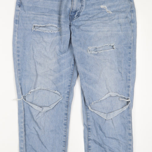 Paocai Womens Blue Cotton Straight Jeans Size XL L25 in Regular Zip