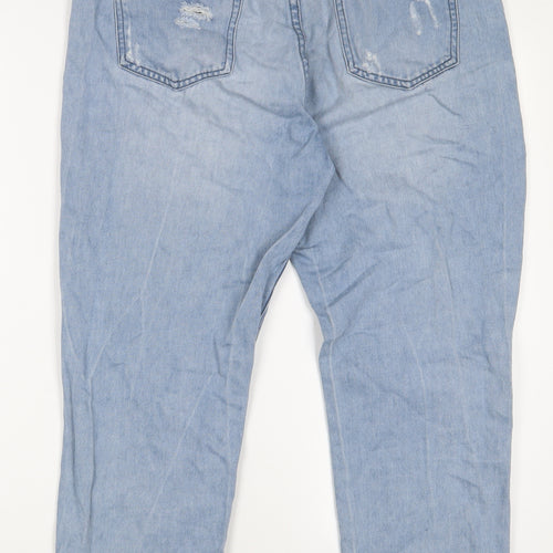 Paocai Womens Blue Cotton Straight Jeans Size XL L25 in Regular Zip