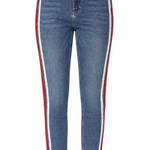 Topshop Womens Blue Striped Cotton Skinny Jeans Size 25 in L29 in Regular Zip