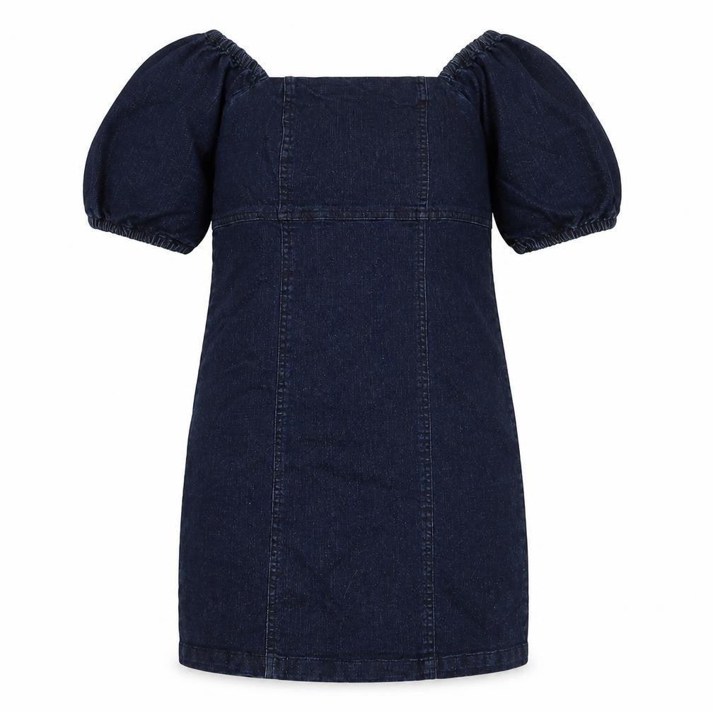 Miss Selfridge Womens Blue Cotton A-Line Size 8 Off the Shoulder Zip