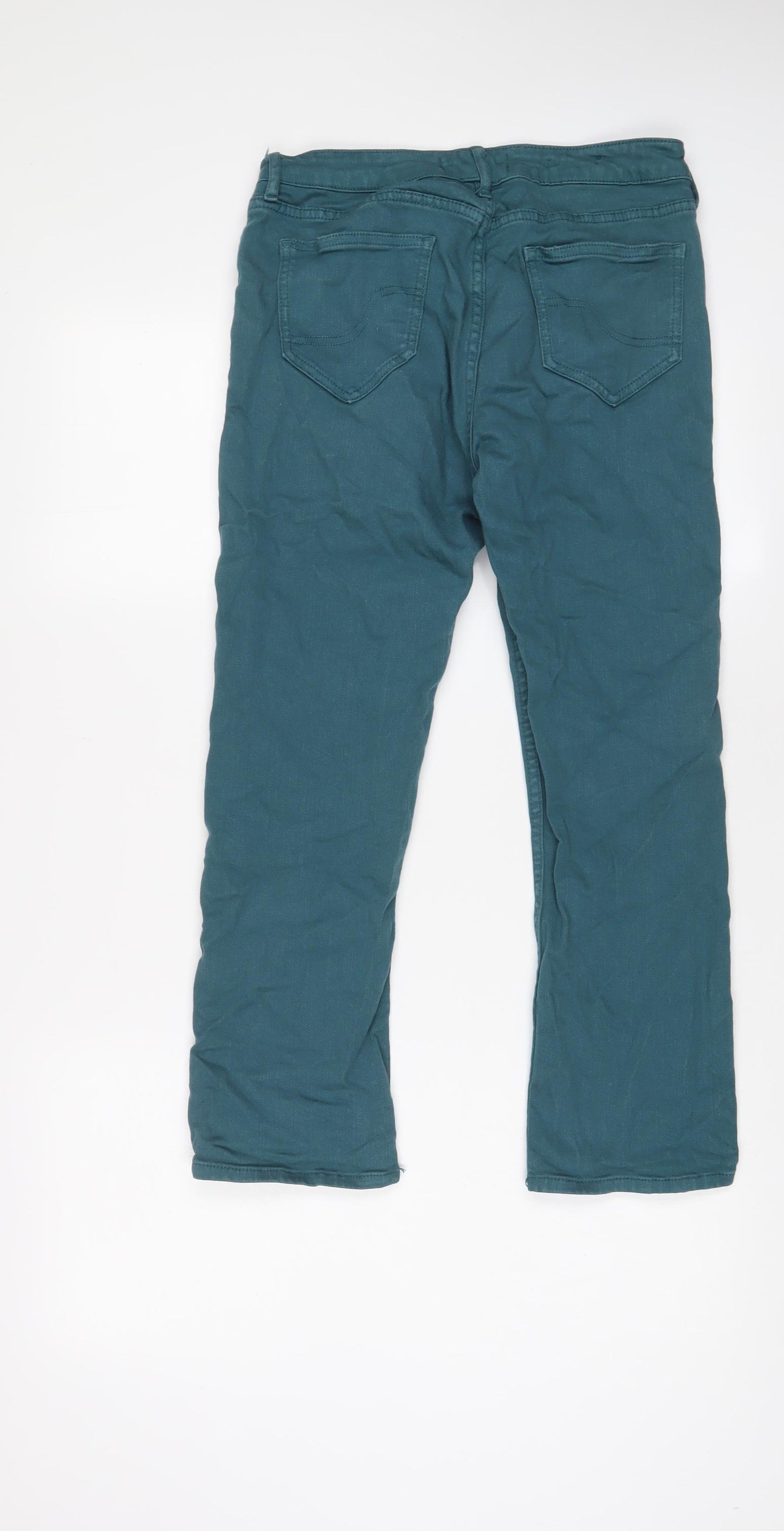 Fat Face Womens Blue Cotton Cropped Jeans Size 10 L24 in Regular Zip