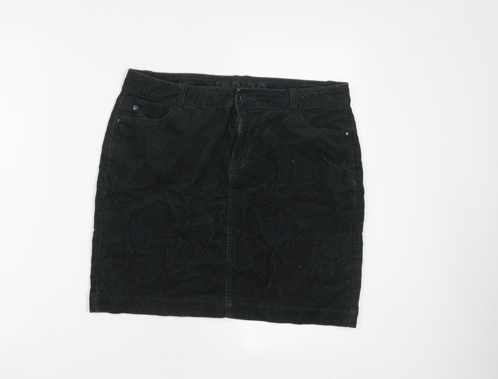 Indigo Womens Green Cotton A-Line Skirt Size 10 Zip