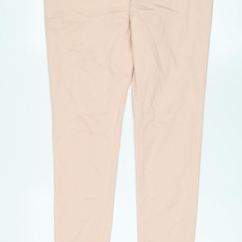 M&Co Womens Pink Cotton Skinny Jeans Size 14 L31 in Regular Zip