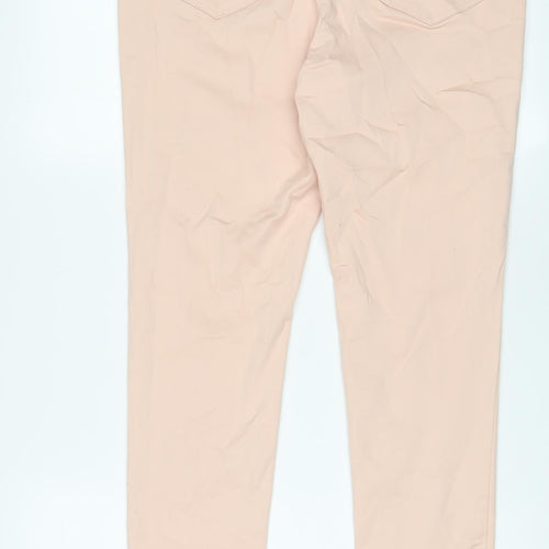 M&Co Womens Pink Cotton Skinny Jeans Size 14 L31 in Regular Zip