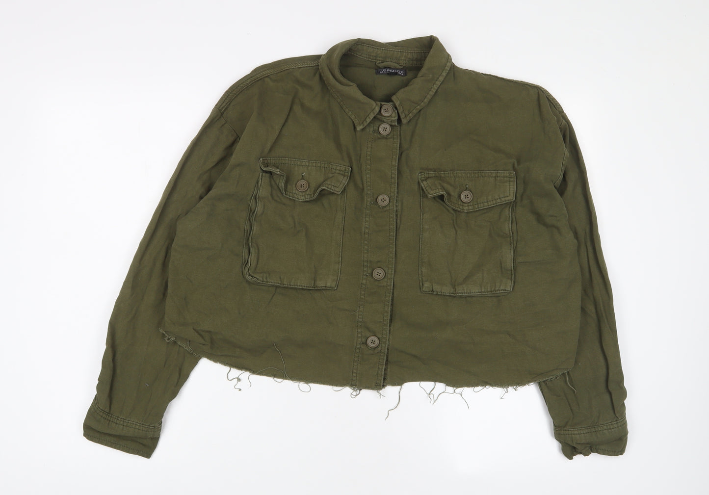 Topshop Womens Green Jacket Size M Button