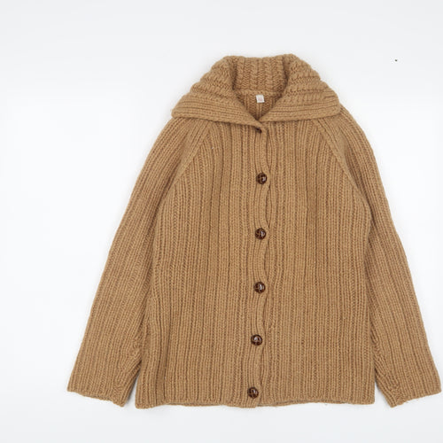 Uniqlo Womens Brown Collared Wool Cardigan Jumper Size 12 - Button up